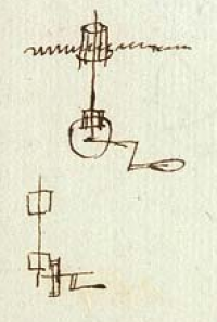 Illustration of lever that was used to move the roof of one of the domes.