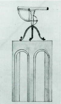 The telescope drawn in 1783 by Leidens city carpenter because of the donation of the telescope.
